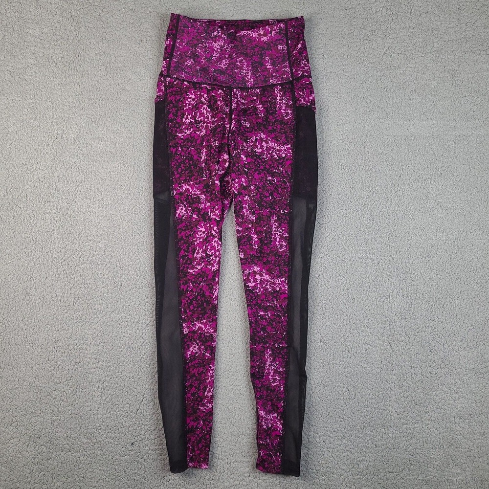 TKO Leggings Womens Medium Purple Black Pull On Elastic Waist Ankle Stretch